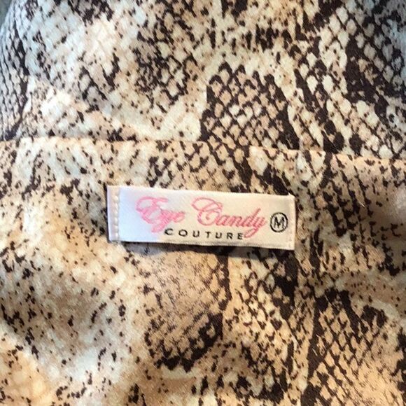 Eye Candy Robe Snakeskin Gown Collar Tab Sleeves Belted Midi V-Neck Size M - Picture 9 of 11